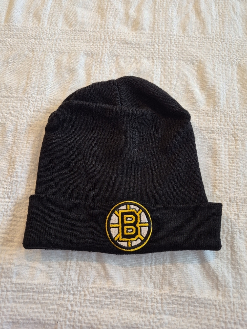 Boston Bruins one size knit men's black logo beanie VGUC